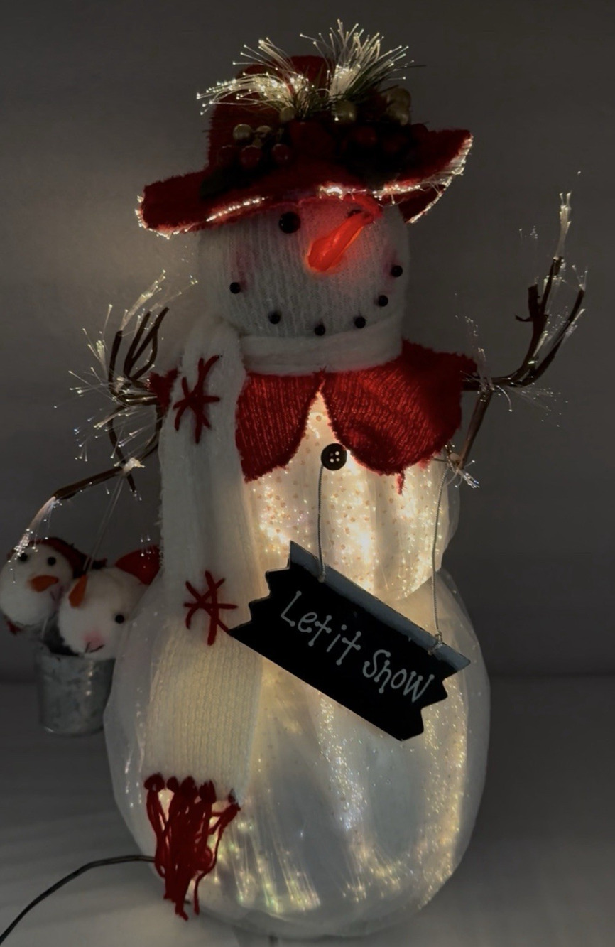 Vintage Christmas Walmart Color Changing Fiber Optic Snowman 17" w/Power Adapter